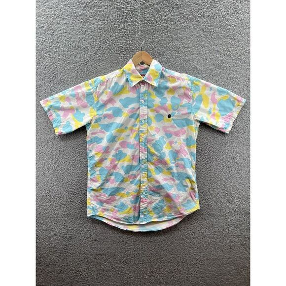 A Bathing Ape BAPE Cotton Candy Camo Short-Sleeved Button Up Shirt Size Large - Picture 1 of 3